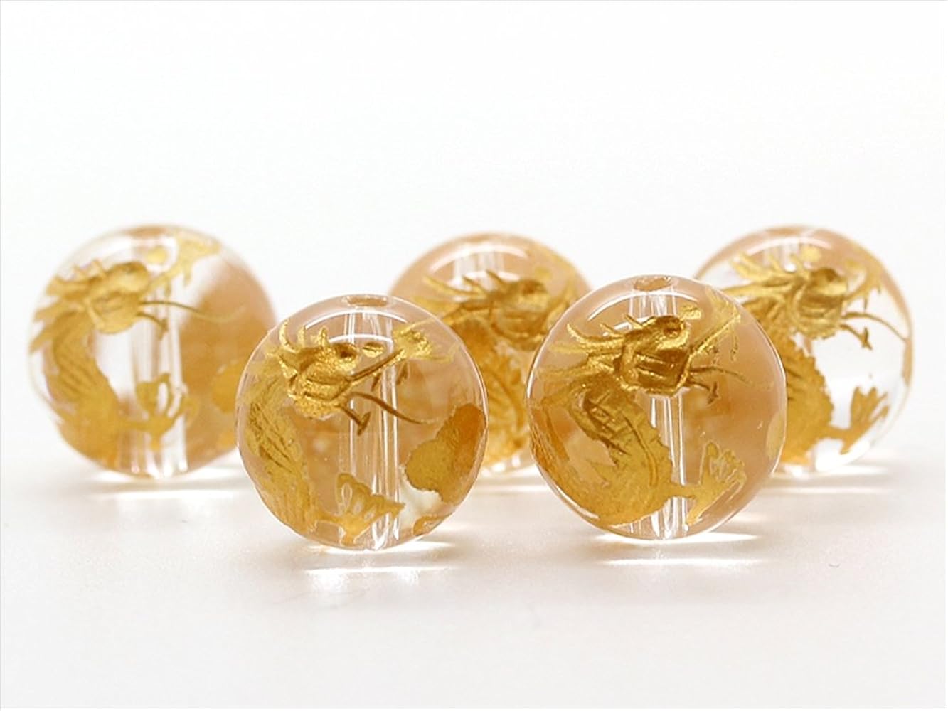 Amazon.co.jp: 石輝 [バラ売り5玉]金彫五本爪皇帝龍水晶10mm玉